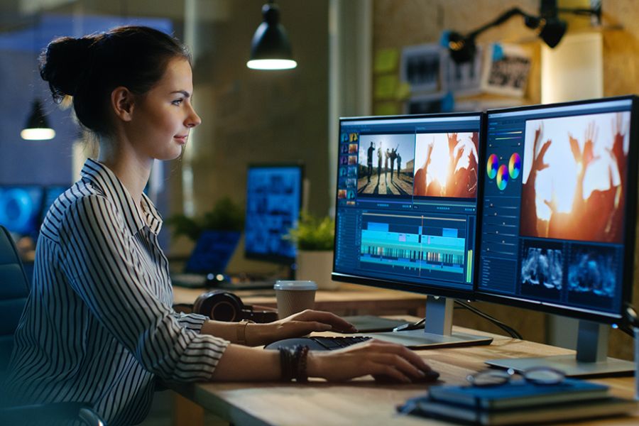 Video Editor working on timeline